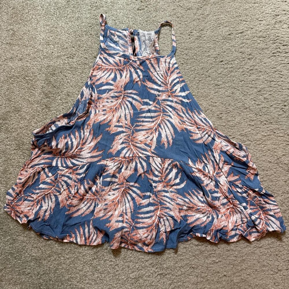 Sadie and Sage NWT blue white and orange palm leaf tank - M